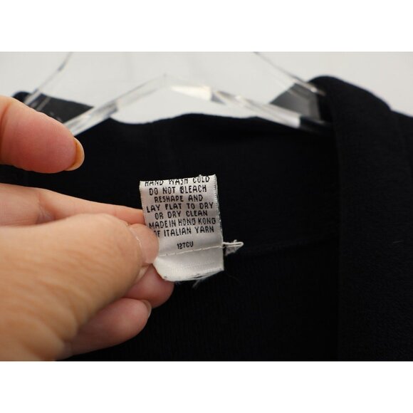 Eileen Fisher Black Cardigan Sweater Women’s Size M Minimalist Stretchy V-Neck - Picture 7 of 11